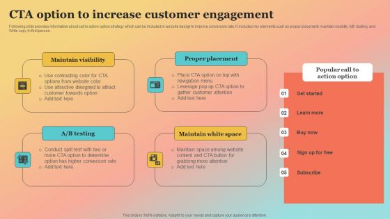 New Website Launch Strategy CTA Option To Increase Customer Engagement Brochure PDF