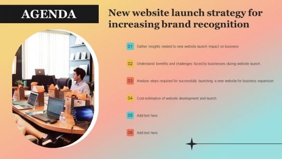 New Website Launch Strategy For Increasing Brand Recognition Agenda Formats PDF