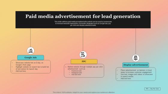 New Website Launch Strategy Paid Media Advertisement For Lead Generation Microsoft PDF