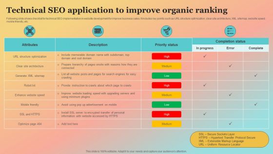New Website Launch Strategy Technical SEO Application To Improve Organic Ranking Infographics PDF
