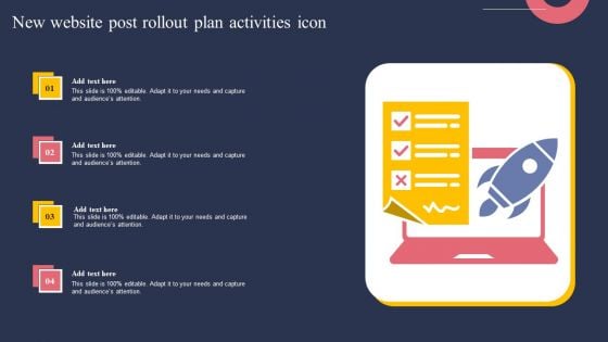 New Website Post Rollout Plan Activities Icon Slides PDF