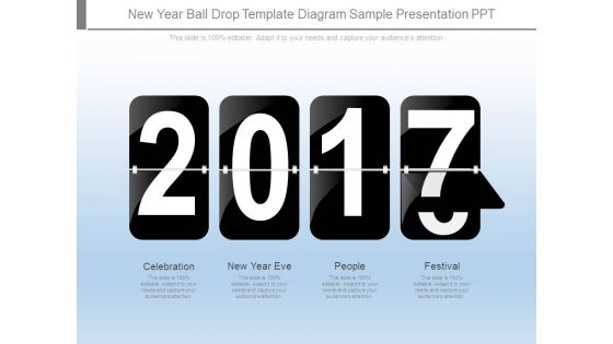 New Year Ball Drop Template Diagram Sample Presentation Ppt