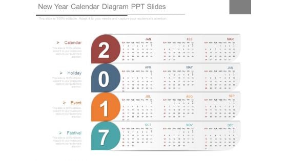 New Year Calendar Diagram Ppt Slides
