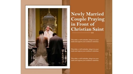 Newly Married Couple Praying In Front Of Christian Saint Ppt PowerPoint Presentation Portfolio Themes PDF