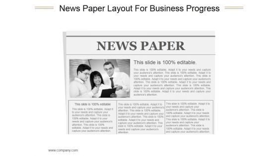 News Paper Layout For Business Progress Ppt PowerPoint Presentation Shapes