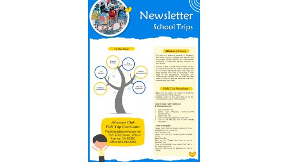 Newsletter For School Trips PDF Document PPT Template