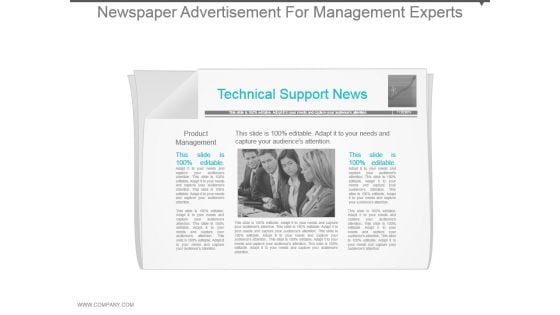 Newspaper Advertisement For Management Experts Ppt Design Templates