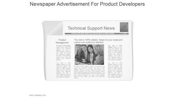 Newspaper Advertisement For Product Developers Ppt PowerPoint Presentation Show