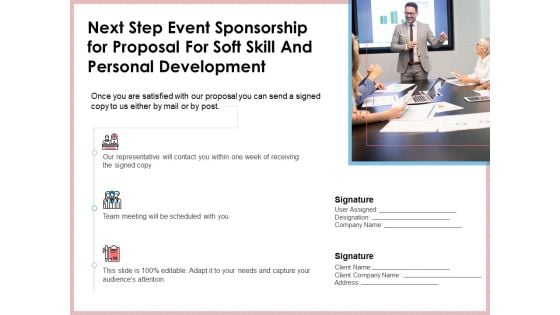 Next Step Event Sponsorship For Proposal For Soft Skill And Personal Development Ideas PDF