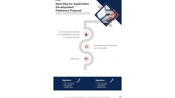 Next Step For Application Development Freelance Proposal One Pager Sample Example Document