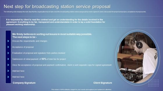 Next Step For Broadcasting Station Service Proposal Ppt Outline Rules PDF