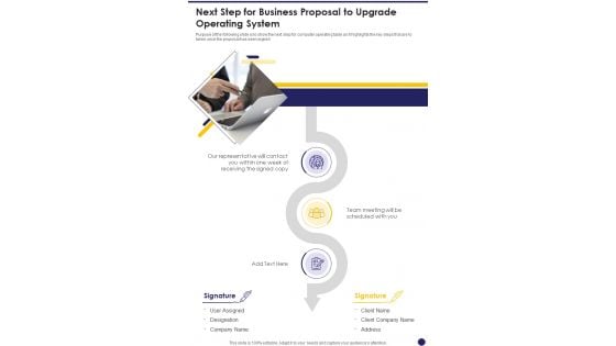 Next Step For Business Proposal To Upgrade Operating System One Pager Sample Example Document Next Step For Business Proposal To Upgrade Operating System One Pager Sample Example Document