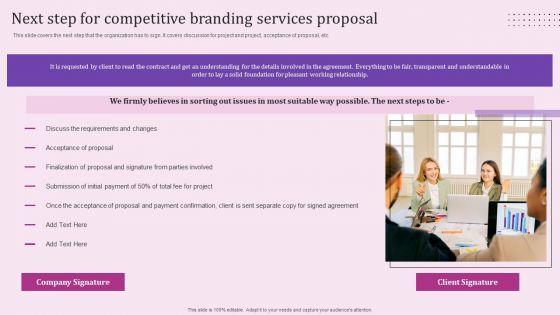 Next Step For Competitive Branding Services Proposal Structure PDF