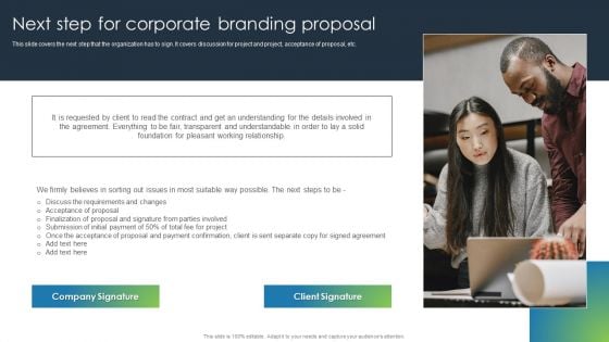 Next Step For Corporate Branding Proposal Inspiration PDF