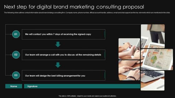 Next Step For Digital Brand Marketing Consulting Proposal Infographics PDF