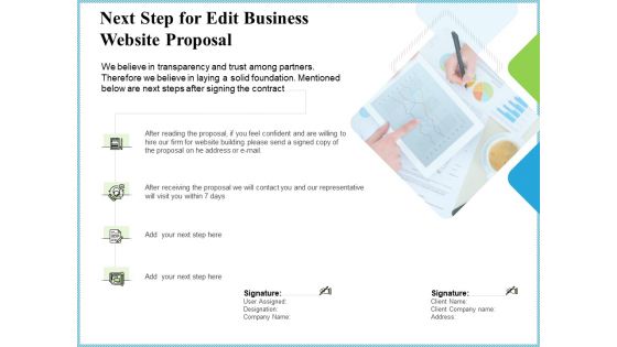 Next Step For Edit Business Website Proposal Ppt Portfolio