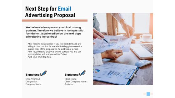 Next Step For Email Advertising Proposal Ppt Icon Master Slide PDF