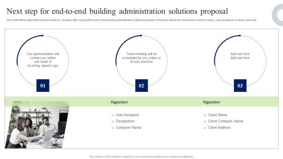 Next Step For End To End Building Administration Solutions Proposal Infographics PDF Next Step For End To End Building Administration Solutions Proposal Infographics PDF
