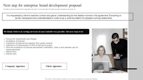 Next Step For Enterprise Brand Development Proposal Icons PDF