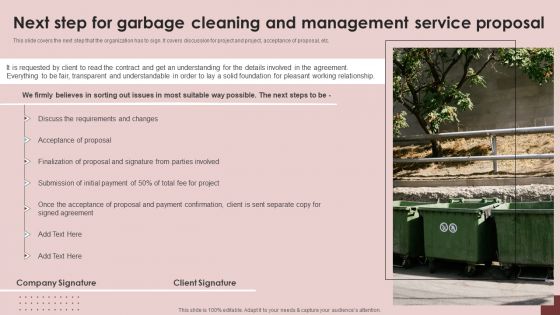 Next Step For Garbage Cleaning And Management Service Proposal Sample PDF