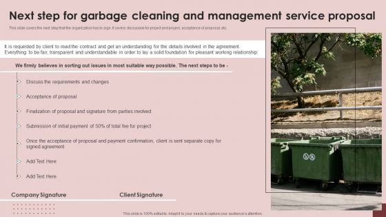 Next Step For Garbage Cleaning And Management Service Proposal Sample PDF Next Step For Garbage Cleaning And Management Service Proposal Sample PDF