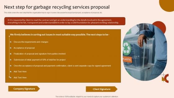 Next Step For Garbage Recycling Services Proposal Infographics PDF Next Step For Garbage Recycling Services Proposal Infographics PDF