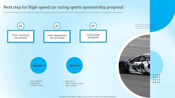 Next Step For High Speed Car Racing Sports Sponsorship Proposal Diagrams PDF