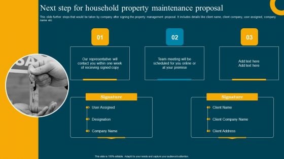 Next Step For Household Property Maintenance Proposal Icons PDF