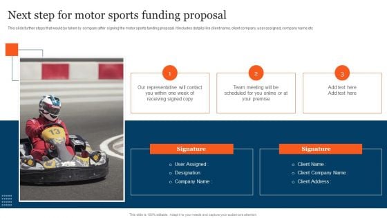 Next Step For Motor Sports Funding Proposal Ideas PDF