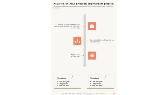 Next Step For Opex Procedure Improvement Proposal One Pager Sample Example Document Next Step For Opex Procedure Improvement Proposal One Pager Sample Example Document