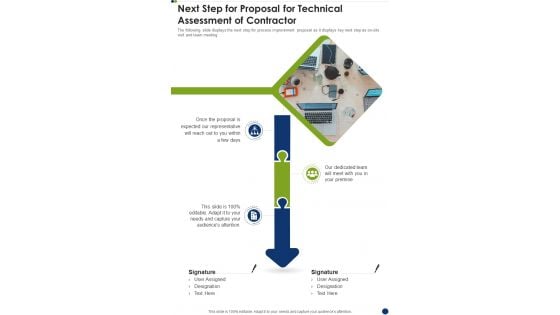 Next Step For Proposal For Technical Assessment Of Contractor One Pager Sample Example Document Next Step For Proposal For Technical Assessment Of Contractor One Pager Sample Example Document
