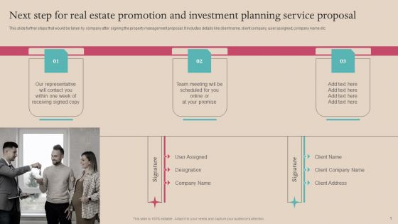Next Step For Real Estate Promotion And Investment Planning Service Proposal Brochure PDF
