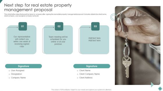 Next Step For Real Estate Property Management Proposal Ppt Diagram Graph Charts PDF