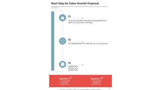 Next Step For Sales Growth Proposal One Pager Sample Example Document