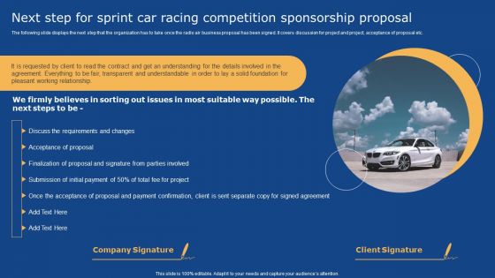 Next Step For Sprint Car Racing Competition Sponsorship Proposal Template PDF Next Step For Sprint Car Racing Competition Sponsorship Proposal Template PDF