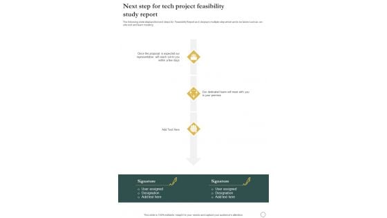 Next Step For Tech Project Feasibility Study Report One Pager Sample Example Document Next Step For Tech Project Feasibility Study Report One Pager Sample Example Document