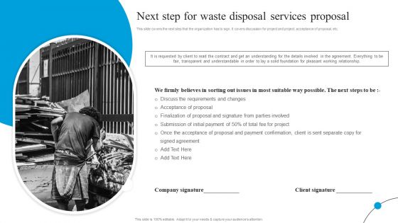 Next Step For Waste Disposal Services Proposal Ppt File Example PDF