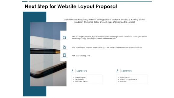 Next Step For Website Layout Proposal Ppt PowerPoint Presentation Gallery Information