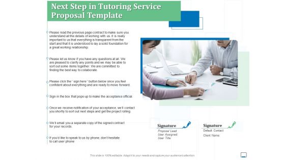 Next Step In Tutoring Service Proposal Template Ppt Inspiration Smartart PDF
