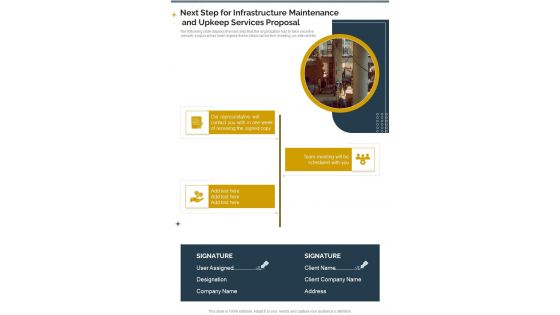 Next Step Infrastructure Maintenance Upkeep Services Proposal One Pager Sample Example Document