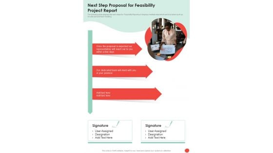 Next Step Proposal For Feasibility Project Report One Pager Sample Example Document