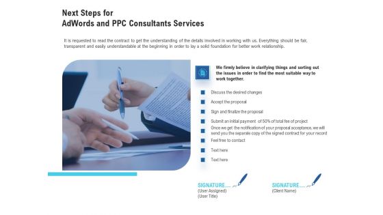 Next Steps For Adwords And PPC Consultants Services Topics PDF