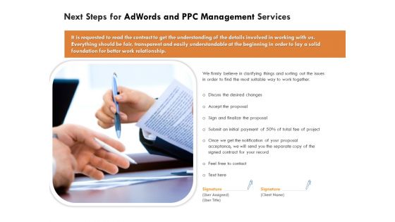 Next Steps For Adwords And PPC Management Services Formats PDF