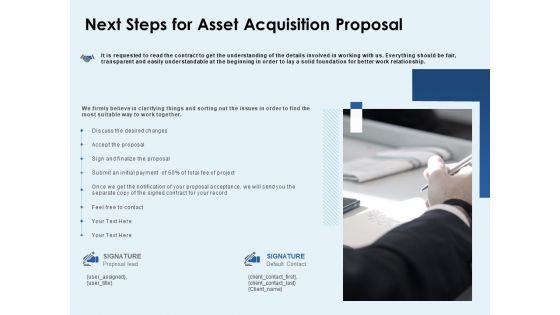 Next Steps For Asset Acquisition Proposal Ppt PowerPoint Presentation Outline Demonstration