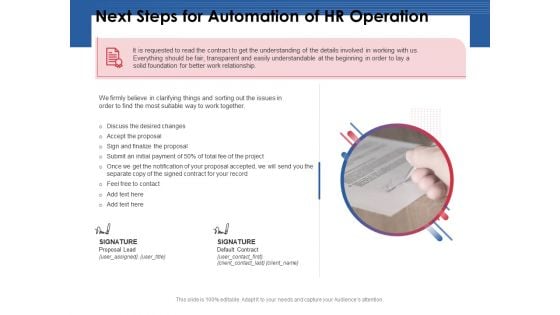 Next Steps For Automation Of HR Operation Ppt PowerPoint Presentation Model Design Templates PDF