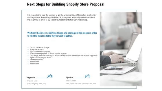 Next Steps For Building Shopify Store Proposal Ppt PowerPoint Presentation Infographic Template Icons