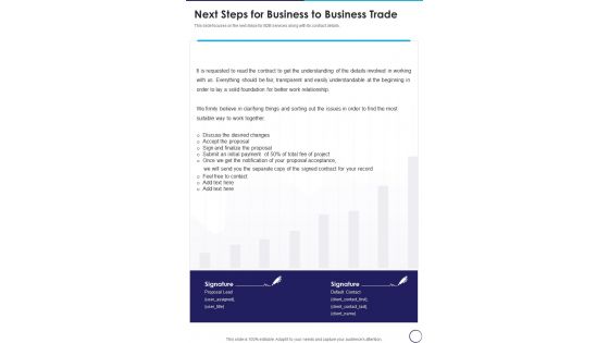 Next Steps For Business To Business Trade One Pager Sample Example Document