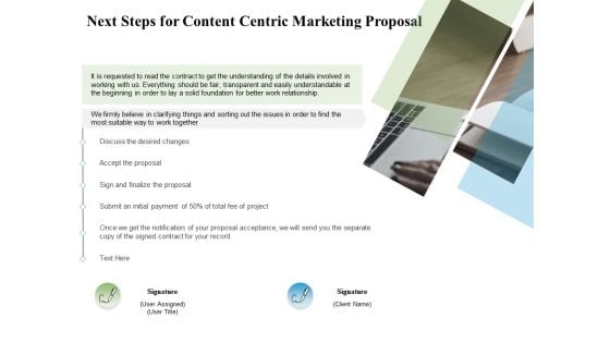 Next Steps For Content Centric Marketing Proposal Ppt PowerPoint Presentation Infographic Template Rules