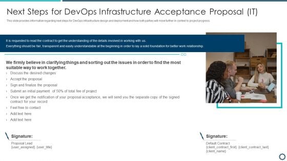 Next Steps For Devops Infrastructure Acceptance Proposal IT Ideas PDF