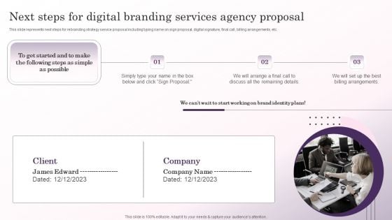 Next Steps For Digital Branding Services Agency Proposal Information PDF